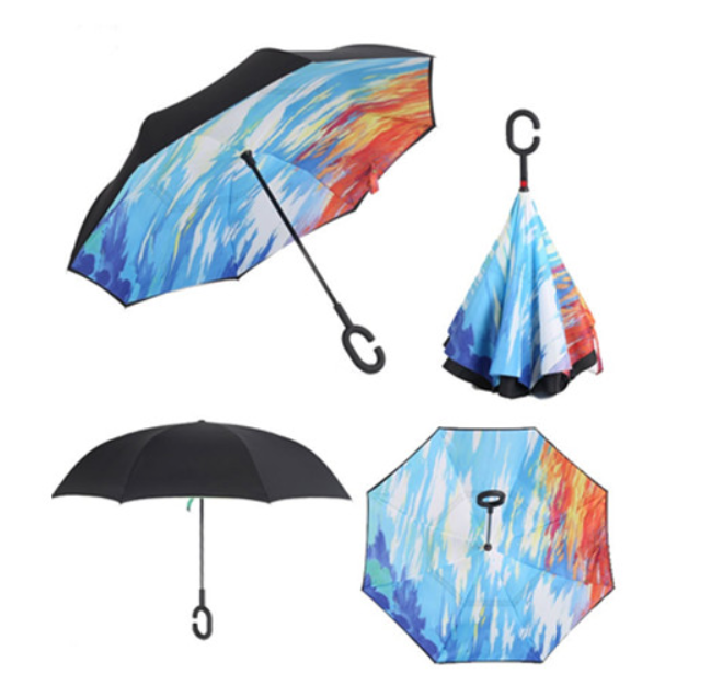 sublimation waterproof reverse inverted umbrella